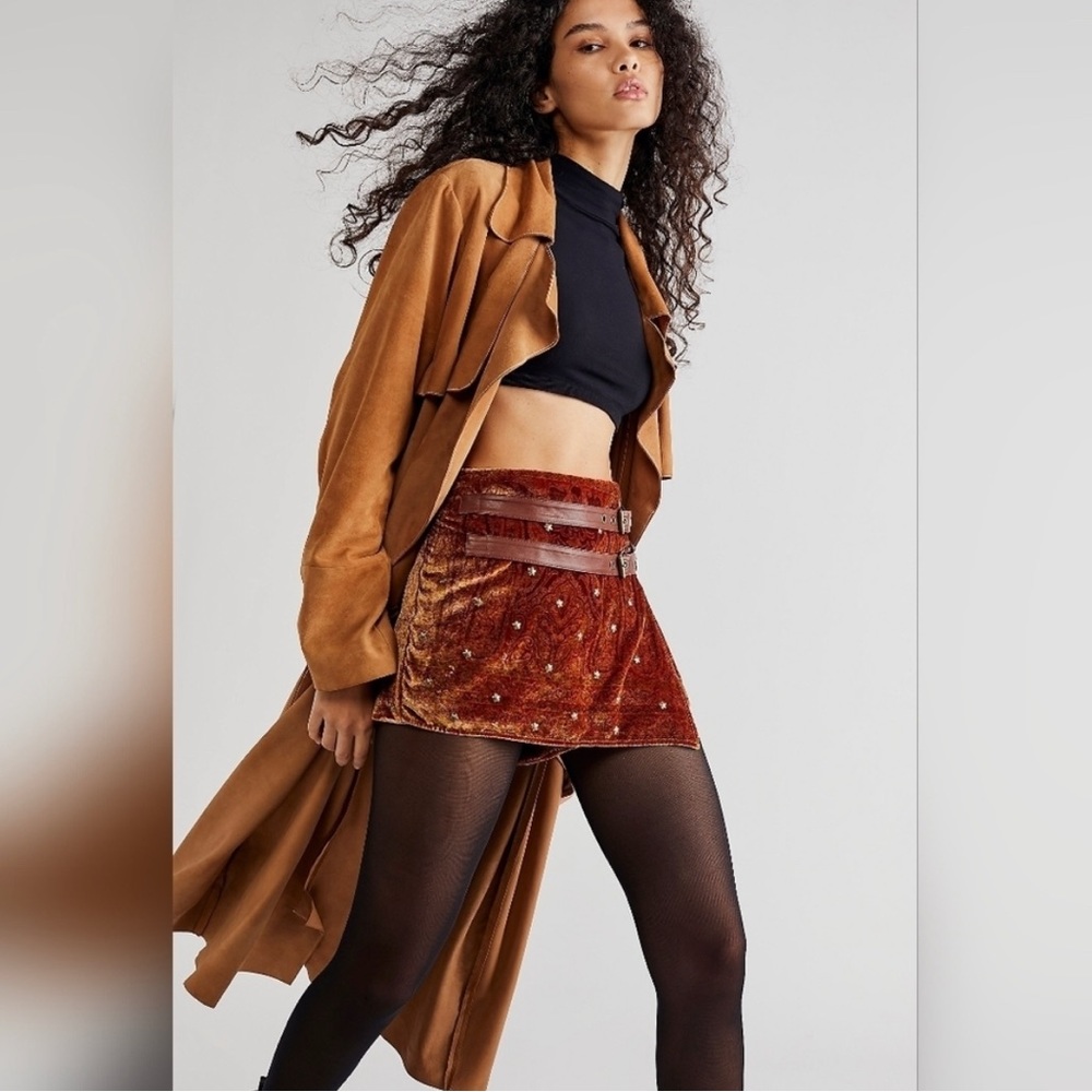 FREE PEOPLE paisley punk velvet SKORT